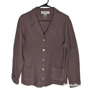Jones & Co Jacket Women's Sz S Lavender 100% Worsted Wool Abalone Buttons VNT